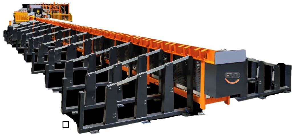 Full view of the ARC LINE 55 automated hydraulic rebar cutting machine