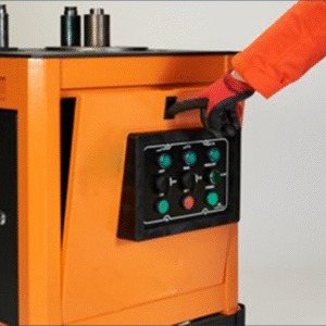 Rebar bending machine control panel with operator hand – safety and operation handle